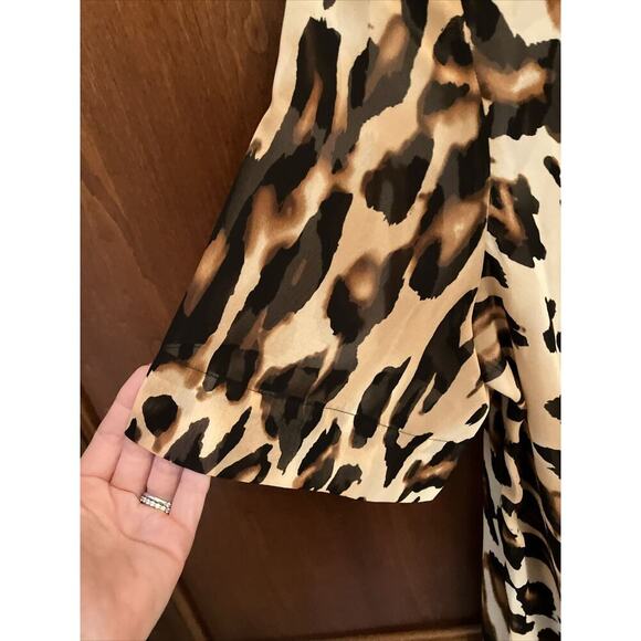 Simonton Says Size Large Sheer Animal Print Top Asymmetrical Hem Oversized Print - Picture 5 of 10